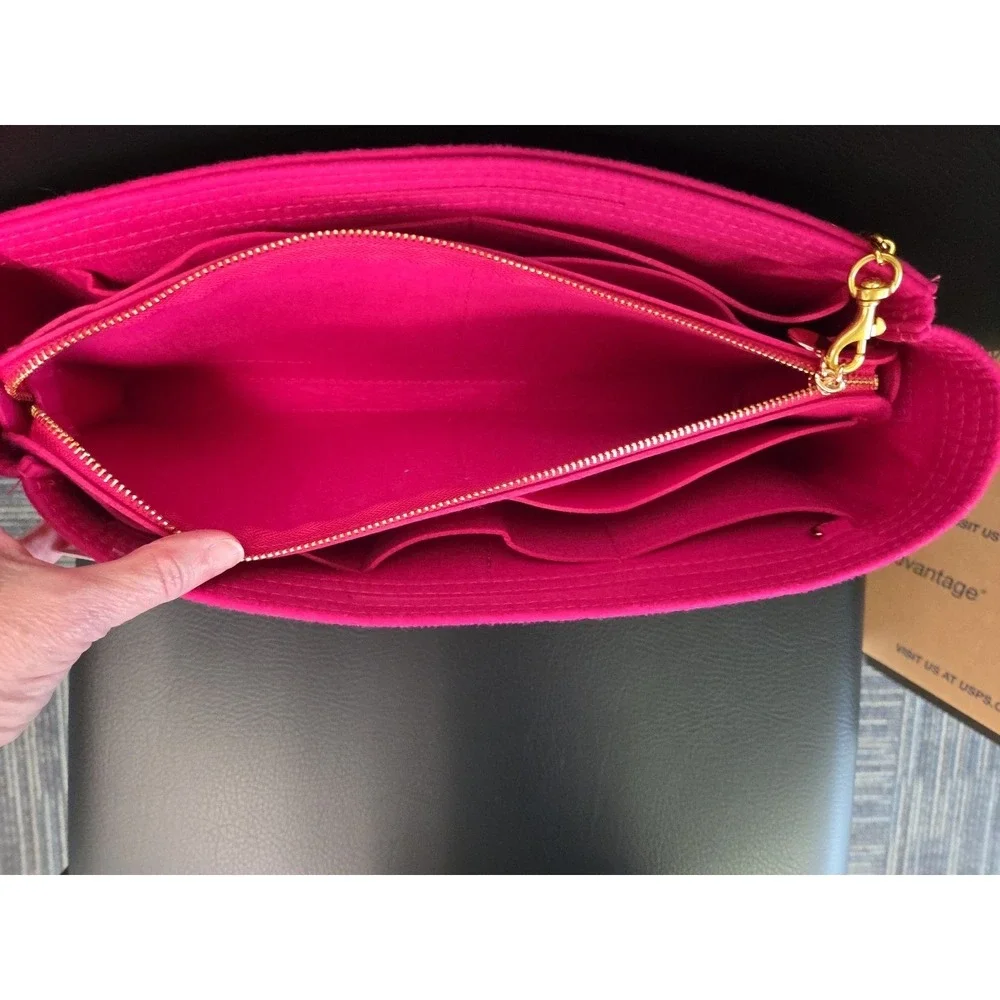 Lexsion Felt Purse Bag Organizer Insert With Zipper Fits Speedy & Neverfull NWT